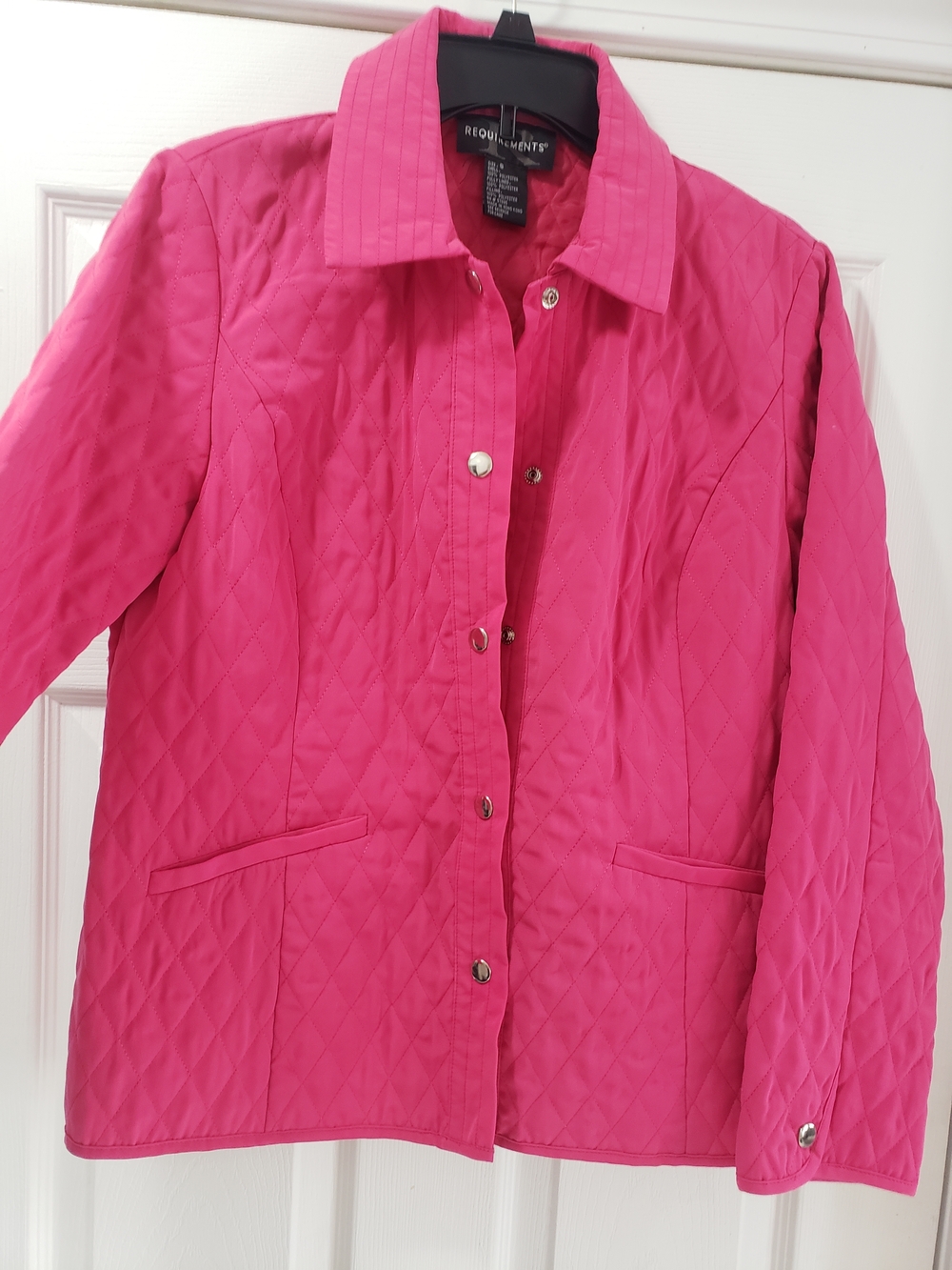 Requirements Quilted Snap-Front Utility Jacket in Hot Pink